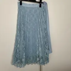 ANELA LUX ライトブルー レースフレアスカート