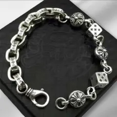 ブレスレット ダイス＆フローラル チェーン シルバーコーティング ストリート