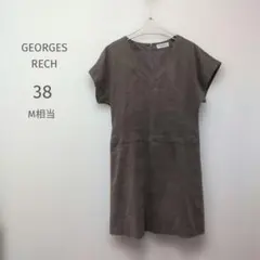 ジョルジュレッシュ ワンピース 38 ブラウン Vネック M シンプル 上品