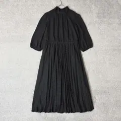 アナトリエ　ドット柄　プリーツワンピース　ブラック　36 S相当　ロングのサムネイル
