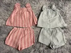H&M フリル　ストライプ　セットアップ　85cm 双子