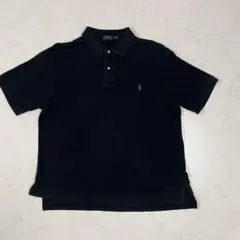 【メンズ古着】POLO ポロラルフローレン 半袖ポロシャツ 黒 刺繍紫