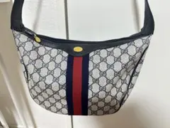 中古品 グッチ オールドグッチ シェリーライン ショルダーバッグ ネイビー