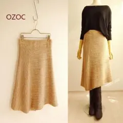 オゾック 着方色々 冬 フレアースカート ニットスカート 膝丈 M L キャメル