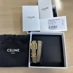 CELINE レギュイール ダブルブレスレット カーキ カーフスキン