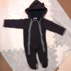 ロンパース　カバーオール　足つき　クマ耳フードつき