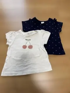 プティマイン　半袖　さくらんぼ　ネイビー　80