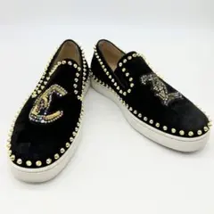 美品／レア☆クリスチャン ルブタン　スリッポン　ビーズ　ロゴ　26.5cm