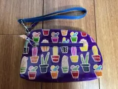 未使用品 チャイハネ サンティニ ポーチ サボテン柄 パープル ストラップ付のサムネイル