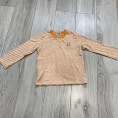 ホットビスケッツ　長袖カットソー 100cm オレンジストライプ