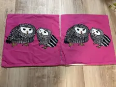 IKEA フクロウ柄 クッションカバー 2枚セット