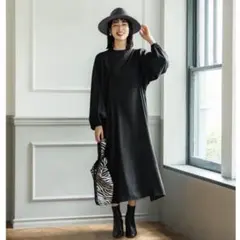 coca ブラック バルーンワンピース 長袖