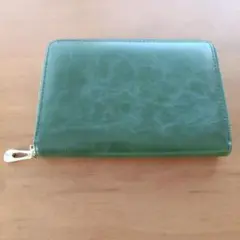 緑　通帳ケース　じゃばら　ジッパー式 8スロット　カード4枚