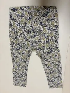 UNIQLO BABY 花柄 リブレギンス 90cm ブルー系　10分丈