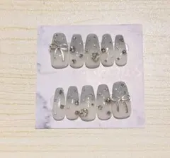 グラデーション ネイルチップ リボン付き