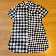 レディース 半袖シャツ チュニック ワンピース(膝丈) Mサイズ チェック柄