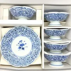 美濃焼　渓南窯　彩華　蛸唐草　高台小鉢　銘々皿　小皿　5客セット　5個　和食器