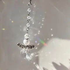 天使のサンキャッチャーストラップ　スワロフスキー　スマホ　バッグ　シール帳