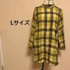 レディース/長袖/チュニック/前ボタン/あったかい/裏起毛/チェック