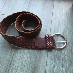 専用　ダークブラウン レザー 編み込みベルト