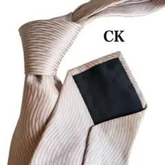 CK カルバンクライン　ピンクベージュ 薄ピンク　ストライプ 波模様　ネクタイのサムネイル