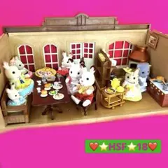 シルバニア　ピザ釜のあるイタリアンレストラン　すぐ遊べる　ドールハウスセット