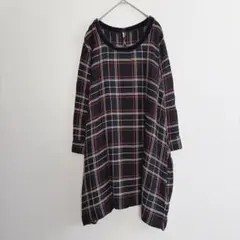 レプシィム チュニック　ワンピース 黒 チェック柄 F 長袖　薄手　ストレッチのサムネイル