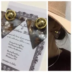 988☺︎ゴールドとべっ甲風ブラウンのトライアングル型ピアス☺︎