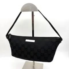 GUCCI グッチ ハンドバッグ ポーチ GGキャンバス レザー ブラック