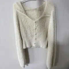 MAJESTIC LEGON アイボリー ファー風ニット 長袖