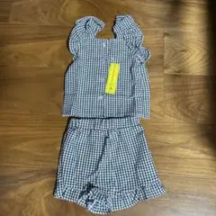 SHEINギンガムチェック トップスとショーツセット 9-12M