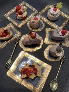 フェイクスイーツ　ミニ　イチゴソース　クリームたっぷりパンケーキ　セット