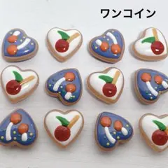 k47/ガラスビーズ◇ハートinきのこ＆りんご柄　12個