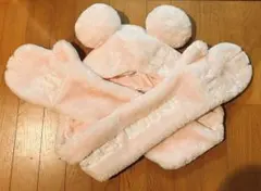 【美品】ディズニー マフラーキャップ ファンキャップ ミッキー ピンク