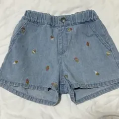 Little WEEKEND アイスクリーム刺繍 デニムショートパンツ 100