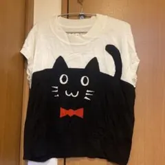 猫デザイン 半袖ニット Mサイズのサムネイル