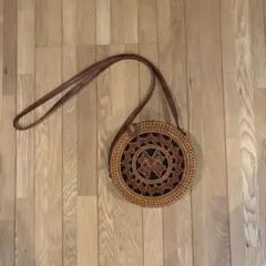 ラタン 円形 かごバッグ