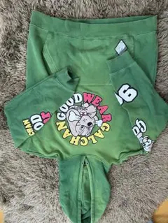 グリーン グラフィックパーカー