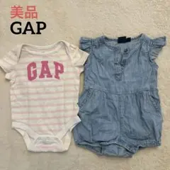 【美品】GAP ベビー　ロンパース　デニム　新生児　乳児　春夏60〜70㎝