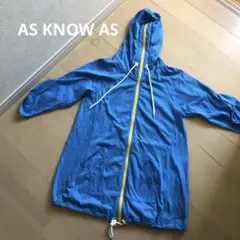 ★AS KNOW AS　アズノウアズ　パーカー　M　水色　プール　海　綿　7分丈のサムネイル