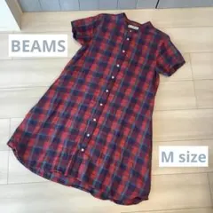 BEAMS HEART ビームス チェック半袖シャツワンピース