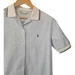 Yorkland ヨークランド ライトブルー 膝丈シャツワンピース コットン 綿