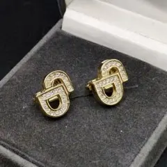 美品✨Christian Dior CDロゴ ラインストーン イヤリング
