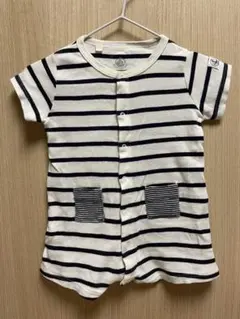 プチバトー　半袖ロンパース　6m/67㎝　ボーダー　ホワイト×ネイビー