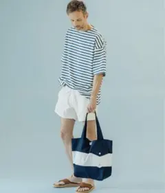 【美品最安値送料無料】オーシバルコットンボーダー 半袖 カットソーL