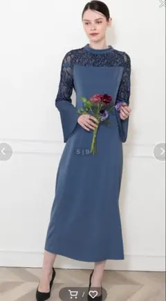 Leja レース切替スリットAラインロングドレスワンピース