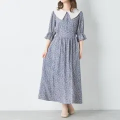 OLIVE des OLIVE オリーブデオリーブ 白襟花柄ロングワンピース