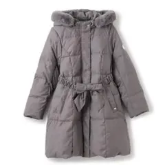 メゾピアノジュニア 【はっ水】リボンベルトガーリーロングダウン 160