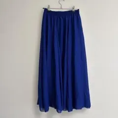 青いシフォンフレアロングスカート