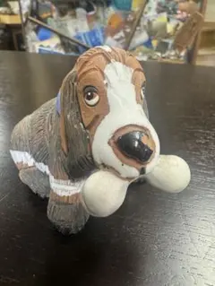 陶器製犬の置物 ブラウン・ホワイト　ペルー